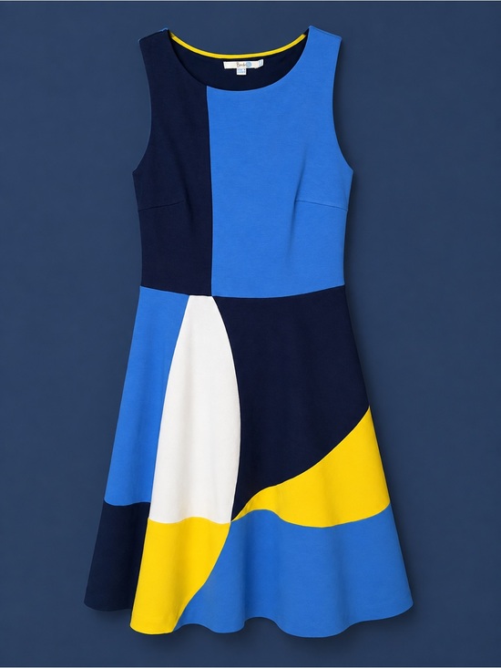 Boden Dresses & Skirts - Boden Colorblock Fit-and-Flare Dress - Blue, Navy, White, Yellow